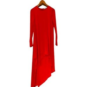 BCBGMAXAZRIA Runway Dress, Asymmetrical Hi-Lo Maxi Silk Dress, XS